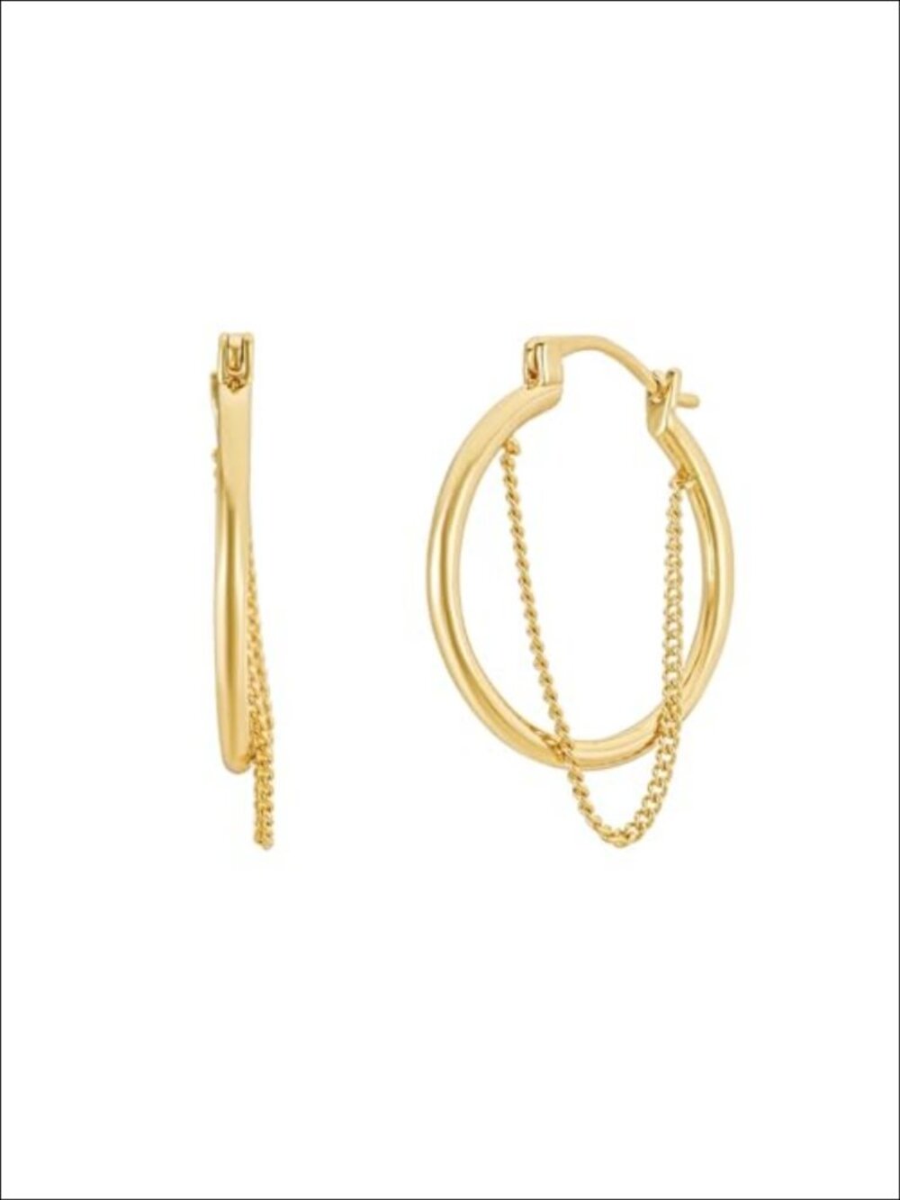 18K Gold Plated Chain Hoop Earrings Lightweight Statement Hoops